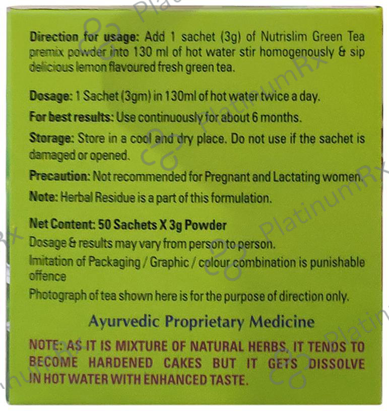 Ayurwin Nutrislim Plus Slimming Green Tea(3gm Each) Lemon