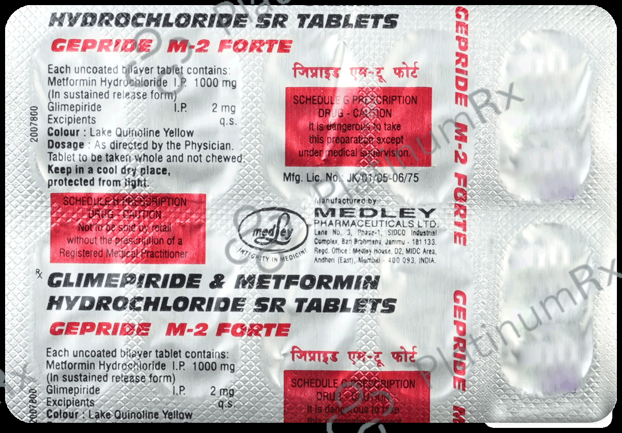 Gepride M 2 Forte 2/1000mg Tablet SR 10s