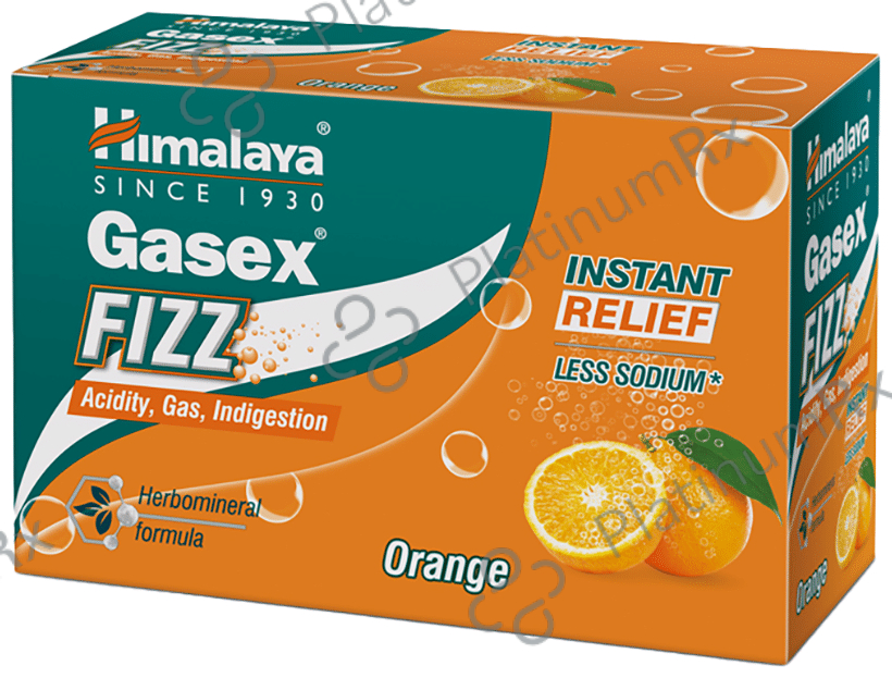 Himalaya Gasex Fizz - - Digestive Wellness- Provides Relief from Acidity & Gas (5gm Each) Orange 25 Sachets