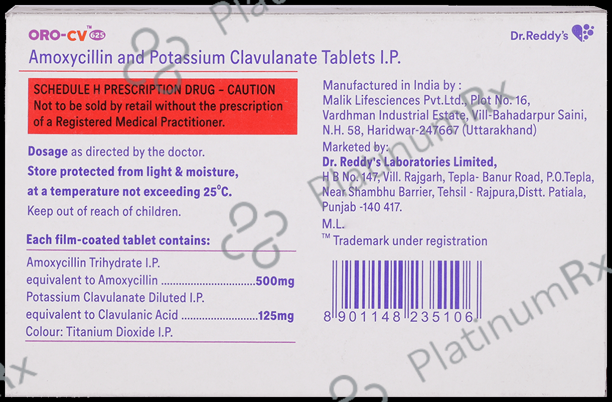 Oro CV 625mg Tablet 10s