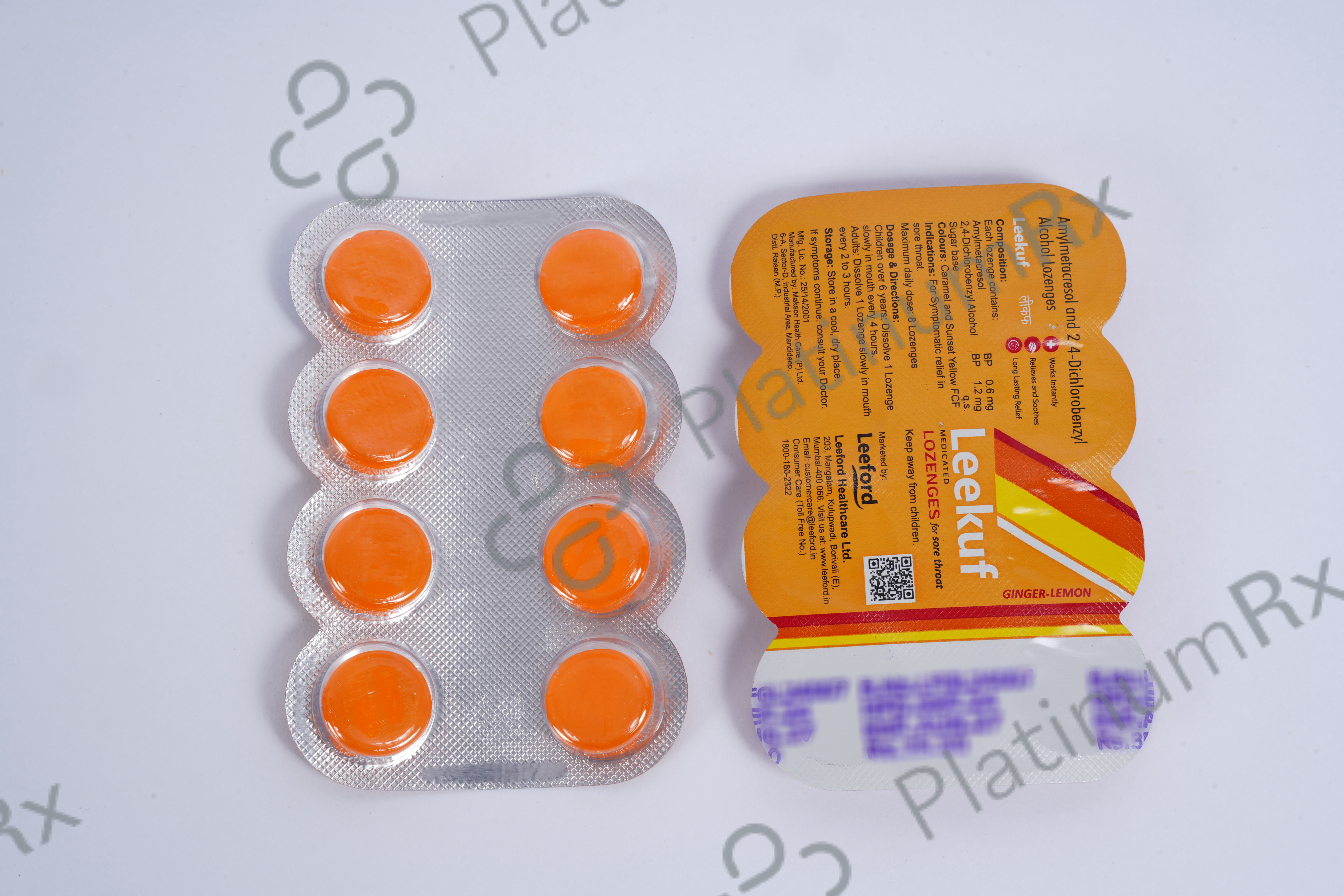 Leekuf 5mg Ginger & Lemon Lozenges 8s