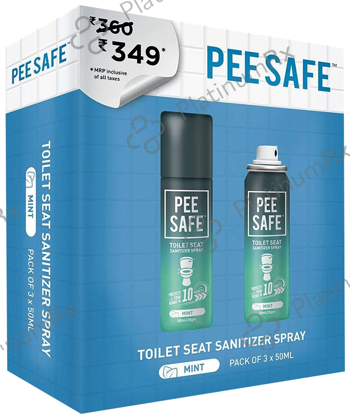 Pee Safe Toilet Seat Sanitizer Spray (50ml Each) Mint 3 bottles