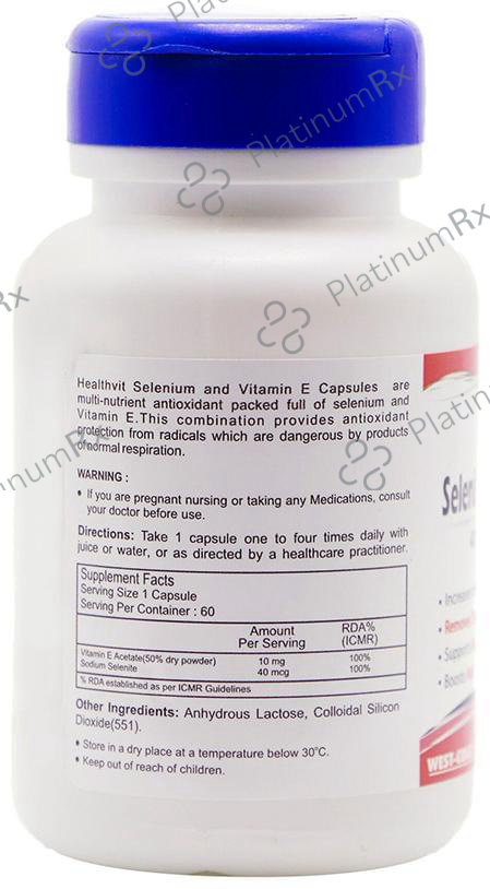 HealthVit Selenium 40mcg + Vitamin E 10mg Capsule