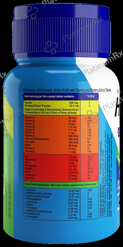 Health OK Multivitamin For Men with Vitamins, Minerals, Ginseng, Taurine & Zinc - For Energy & Immunity (30 Each) 4 bottles