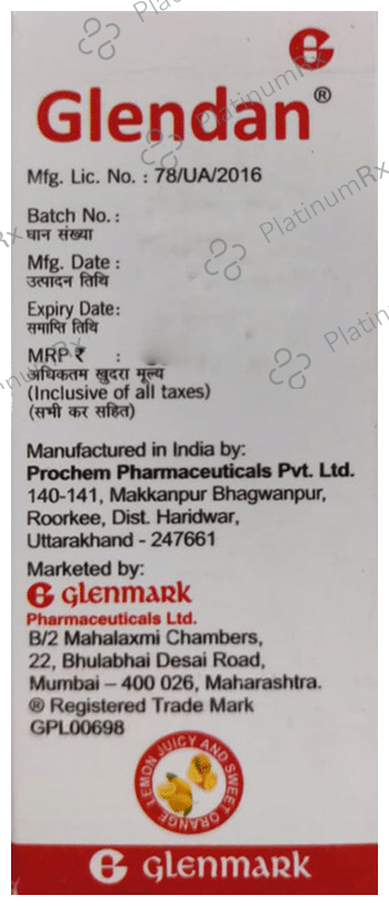 Glendan 2mg/5ml Syrup