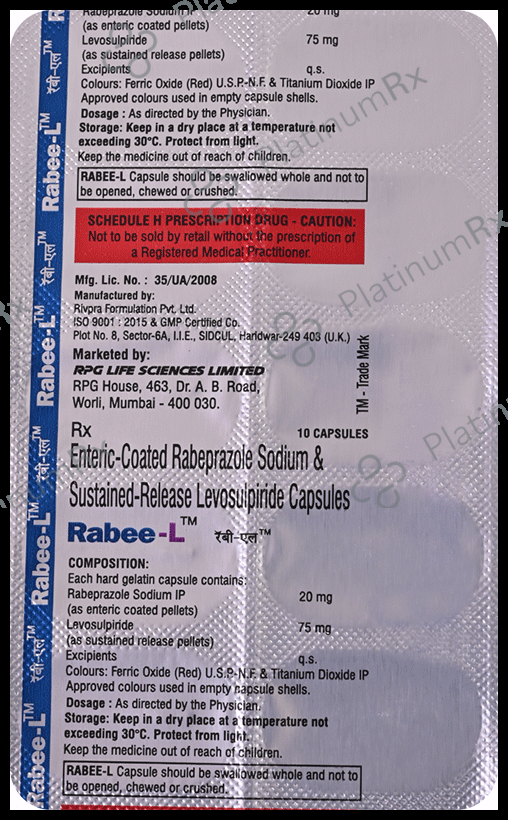 Rabee-L 75mg/20mg Capsule SR 10 Capsule SR