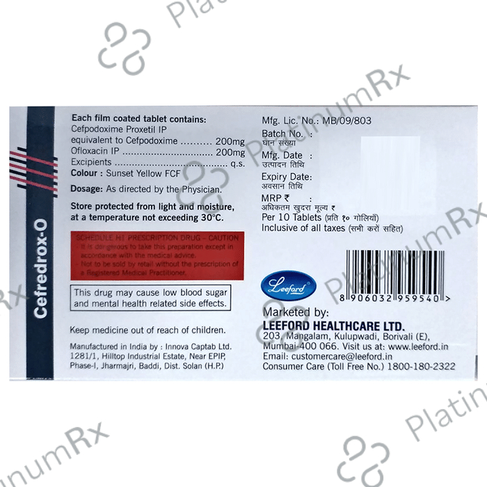 Cefredrox O 200mg/200mg Tablet
