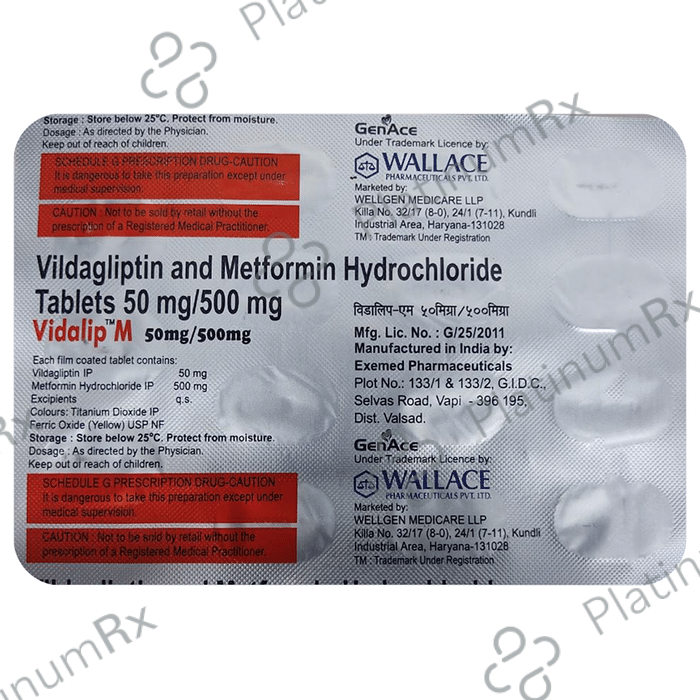 Vidalip M 500mg/50mg Tablet