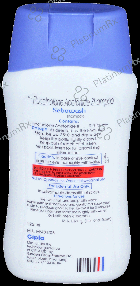 Sebowash 0.01% Shampoo 125ml