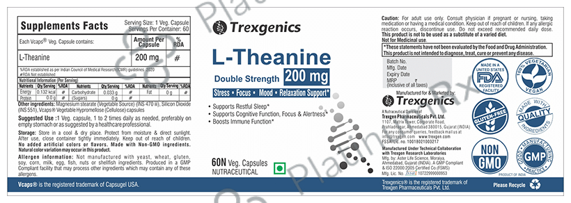 Trexgenics L-Theanine 200mcg Veg Capsule