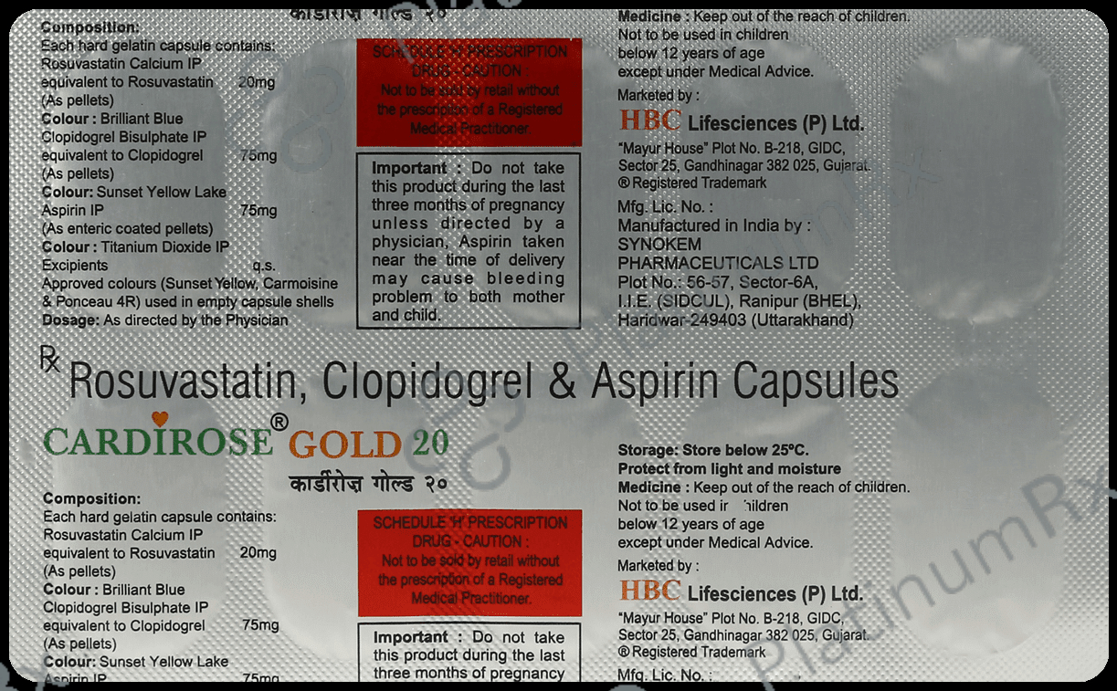 Cardirose Gold 20/75/75mg Capsule 10s
