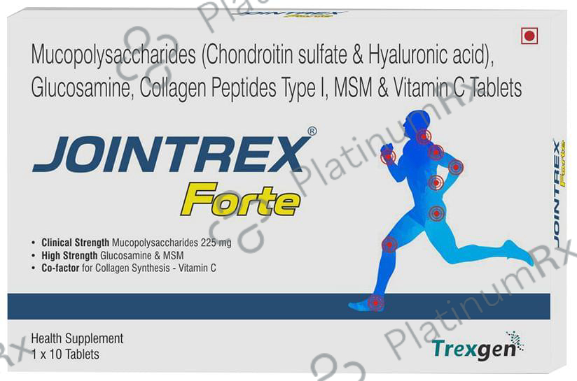 Trexgen Jointrex Forte - With Glucosamine, MSM, Vitamin C & Collagen Type I for Joints, Muscles & Cartilage Support - Tablet 10 tablets