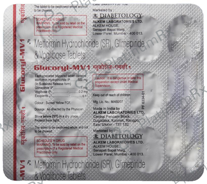 Glucoryl MV 1/500/0.2mg Tablet SR 15s