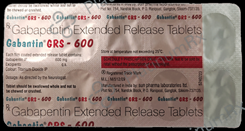 Gabantin GRS 600mg Tablet ER 10s