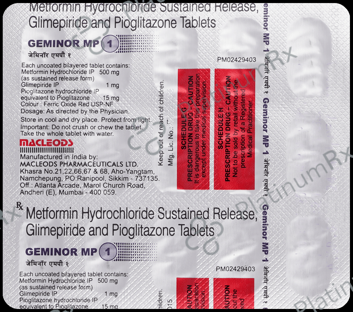 Geminor MP 1/500/15mg Tablet SR 15s