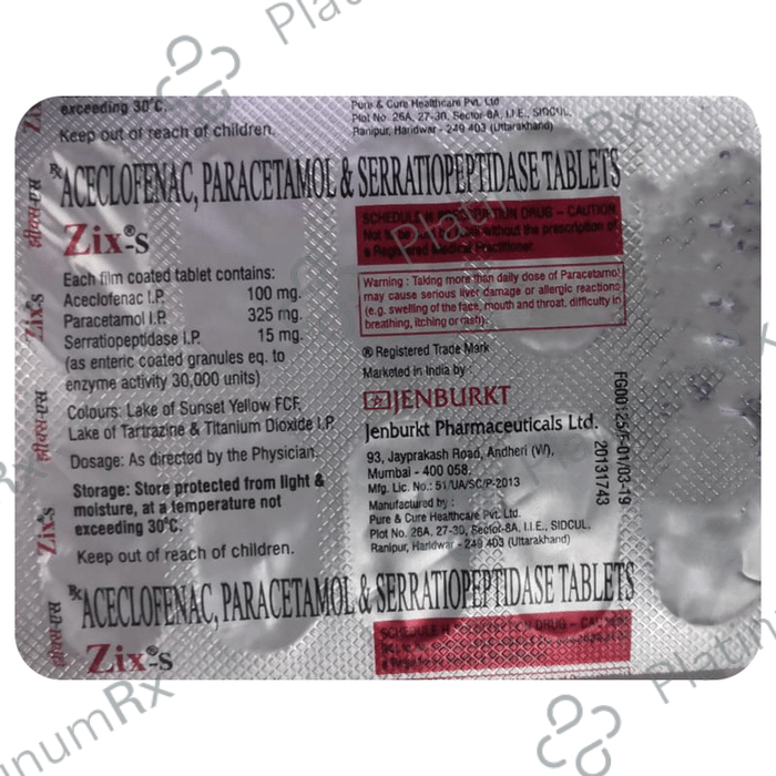 Zix S 100/325/15mg Tablet 10s
