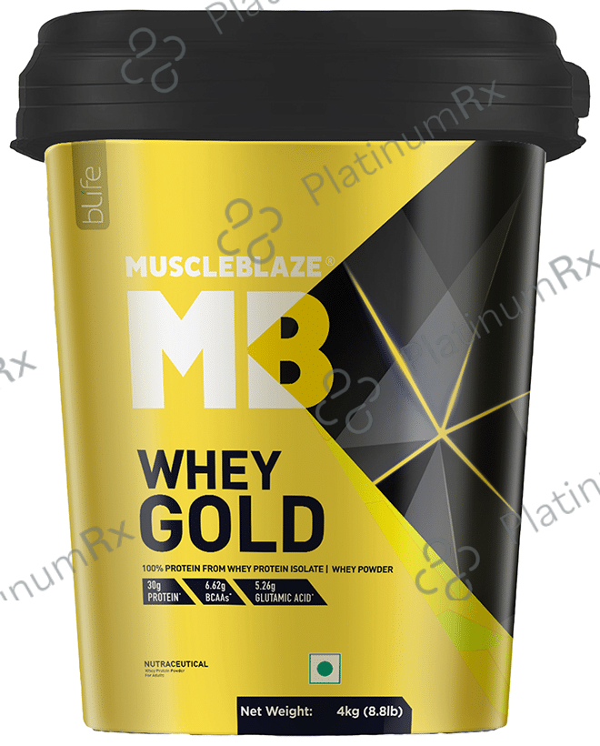 MuscleBlaze Whey Gold 100% Whey Protein Isolate - With Digestive Enzymes - Powder for Muscle Synthesis - Flavour Powder Rich Milk Chocolate 4 kg