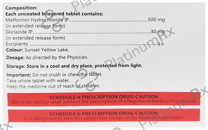 Glizid M XR 30/500mg Tablet 10s