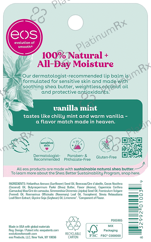 EOS 100% Natural Smooth Lip Balm Vanilla Mint