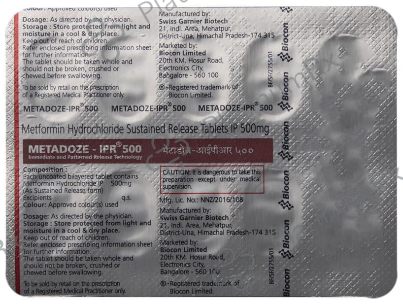 Metadoze IPR SR 500mg Tablet 10s