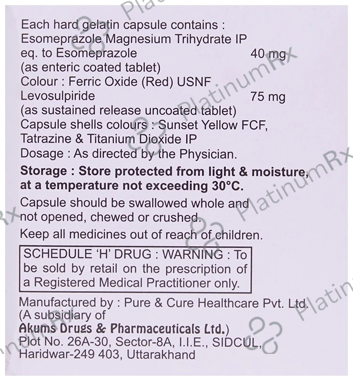 Esogress L 40/50mg Capsule SR 10s