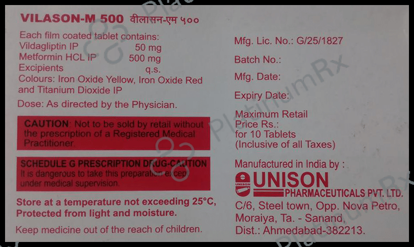 Vilason M 500/50mg Tablet 10s