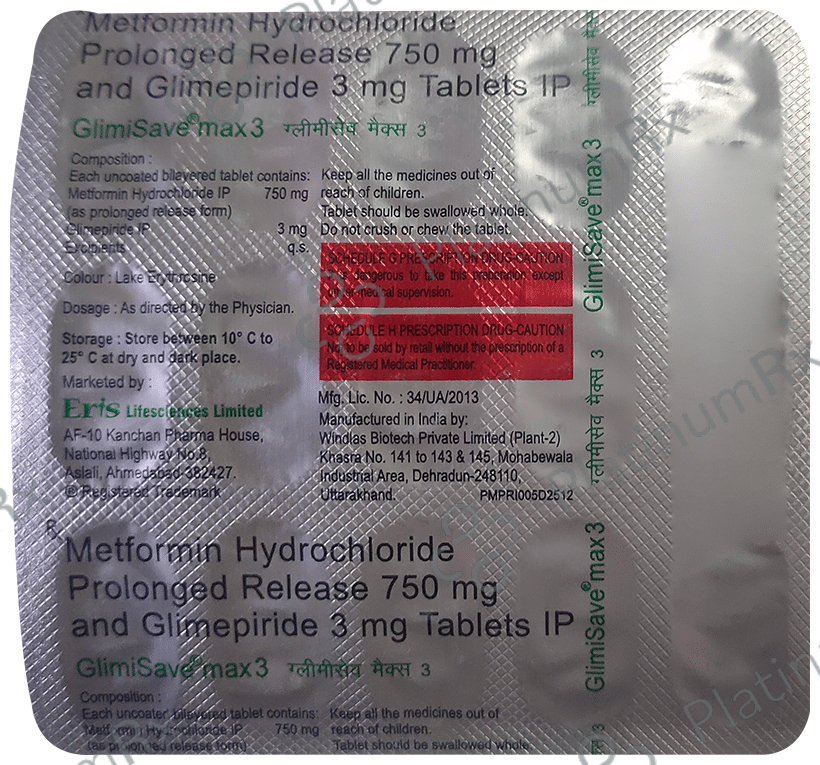 Glimisave Max 3/750mg PR Tablet 15s