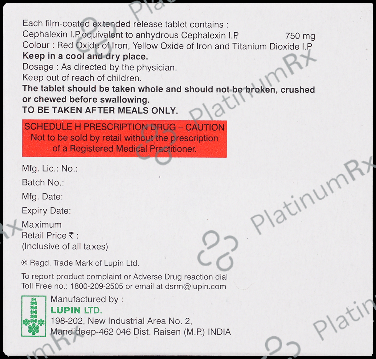 Ceff 750mg Tablet ER