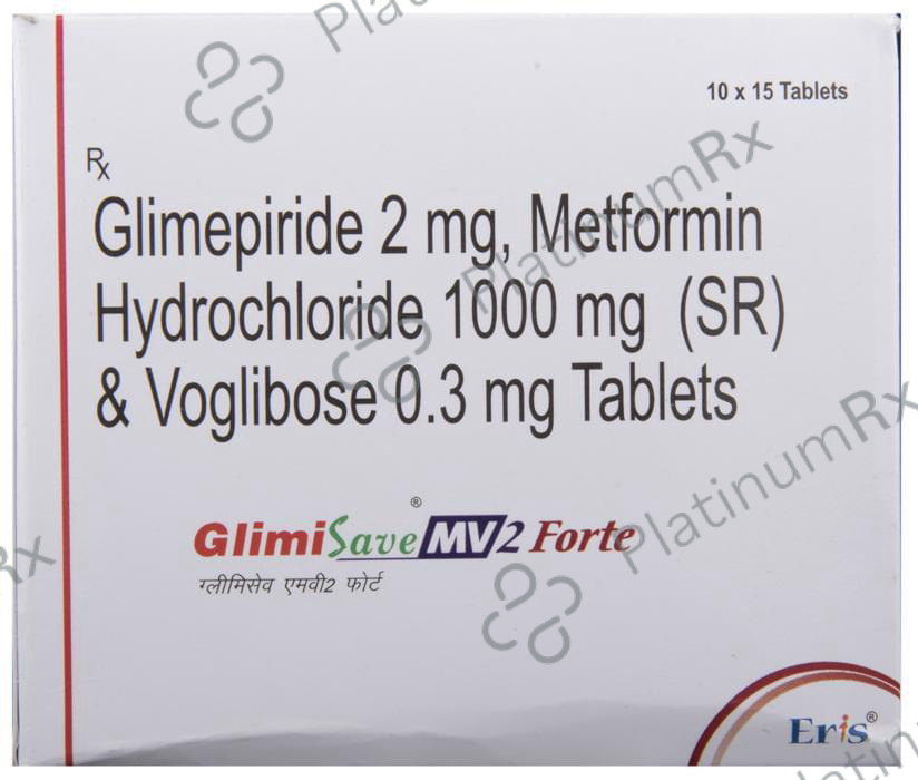 Glimisave MV2 Forte 2/1000/0.3mg Tablet SR 15s