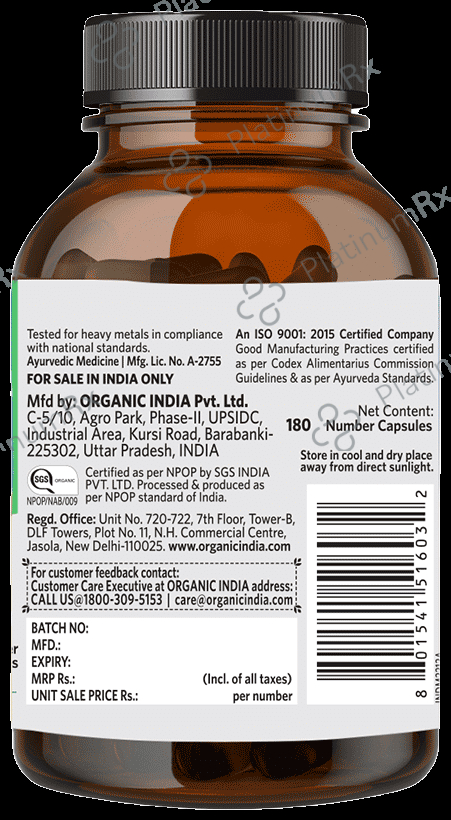 Organic India Flexibility Veg Capsule - Relieves Joint Pain 180 vegicaps