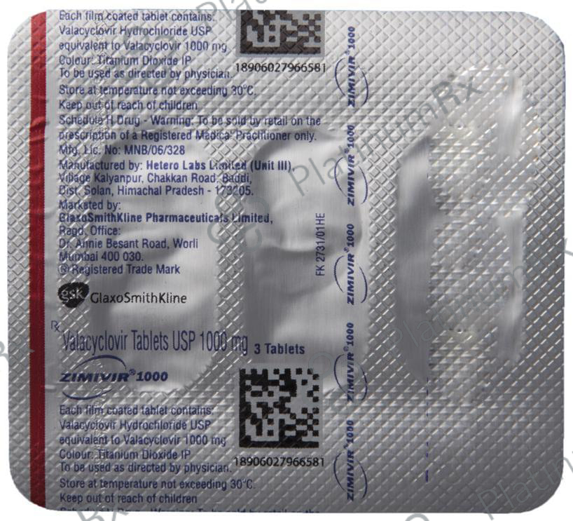 Zimivir 1000mg Tablet 3s