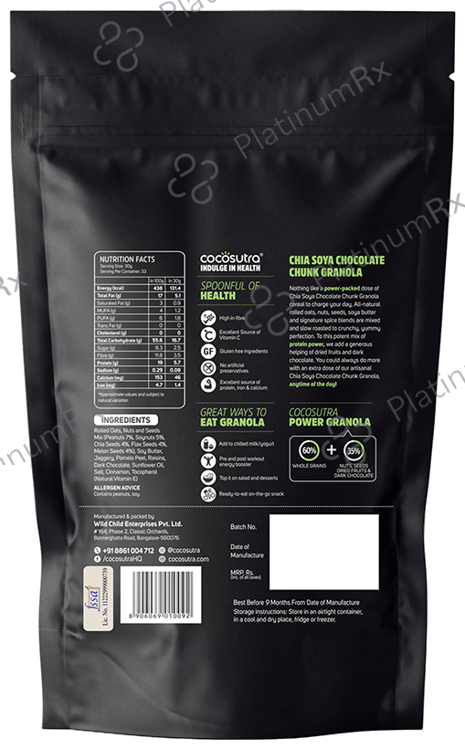 Cocosutra Breakfast Granola Chia Soya Chocolate Chunk 1 kg