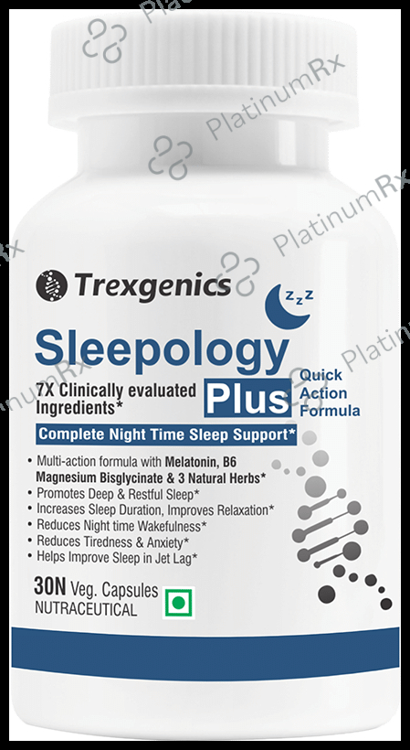Trexgenics Sleepology Plus Melatonin 10mg + Herbs Sleep Aid Veg Capsule