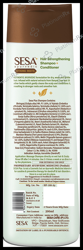 Sesa Ayurvedic Strong Roots Hair Strengthening Shampoo+Conditioner
