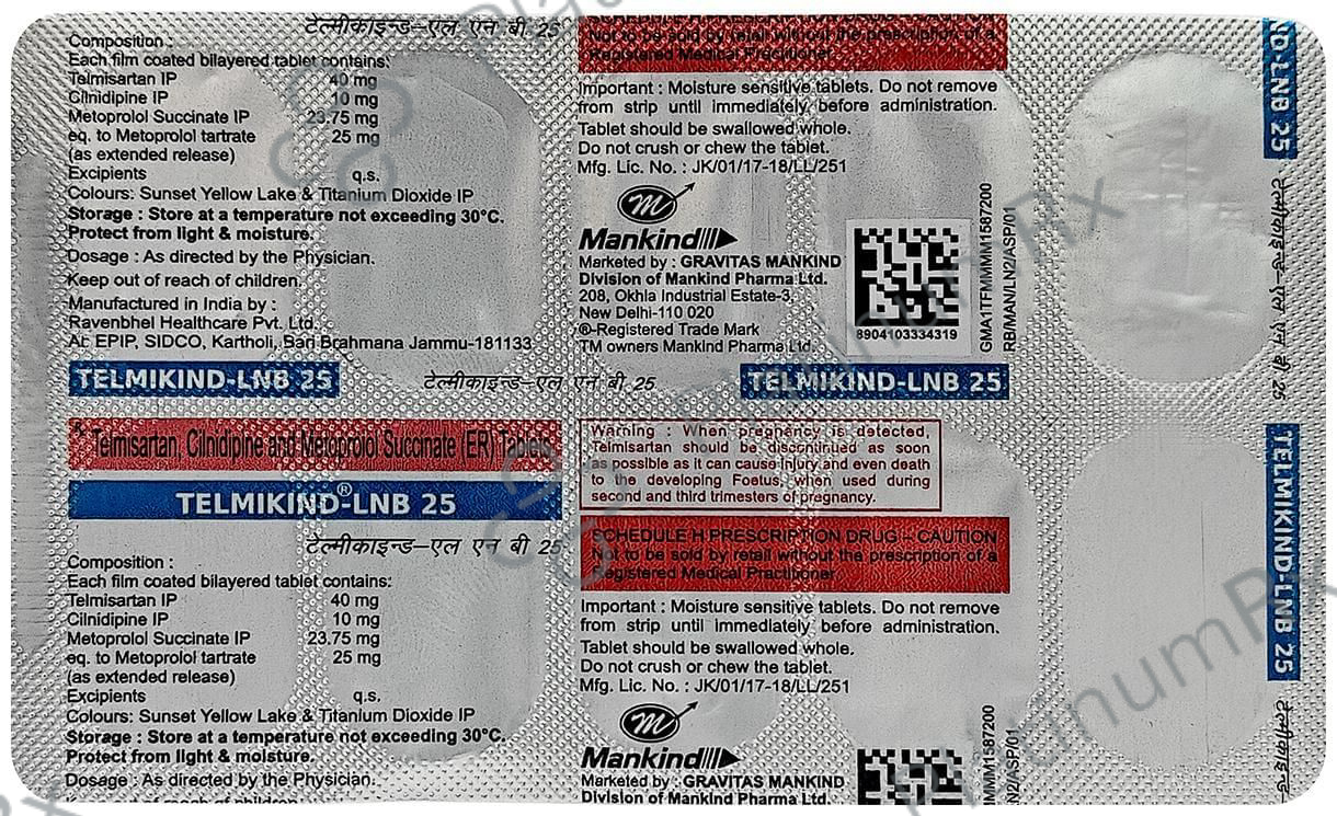 Telmikind LNB 10/25/40mg Tablet ER 10s