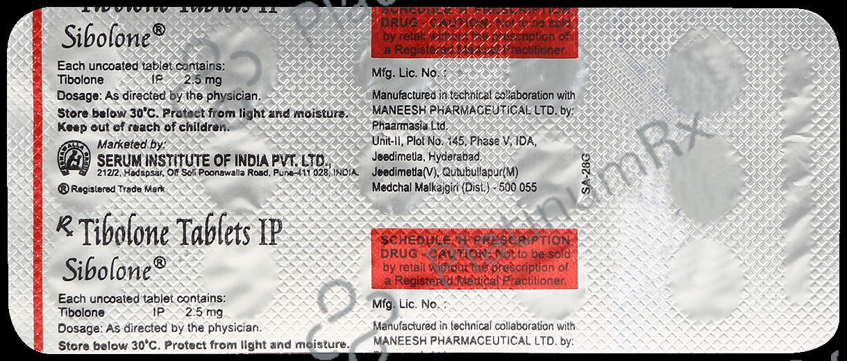 Sibolone 2.5mg Tablet 15s