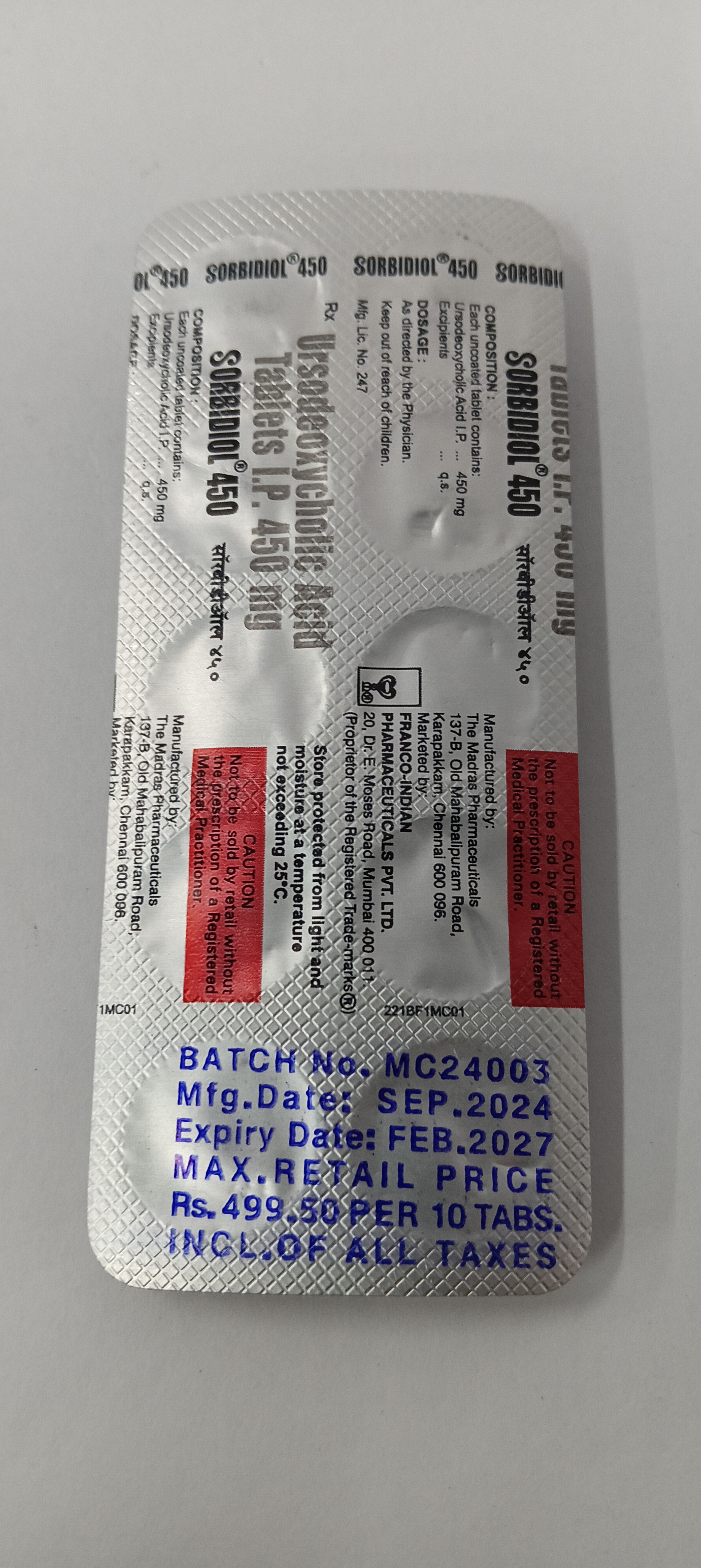 Sorbidiol 450mg Tablet 10s