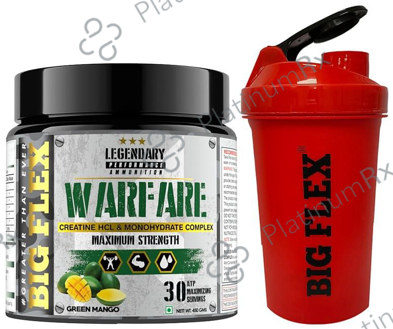 Big Flex Warfare Creatine HCL and Monohydrate Complex with 700ml Shaker Free Green Mango