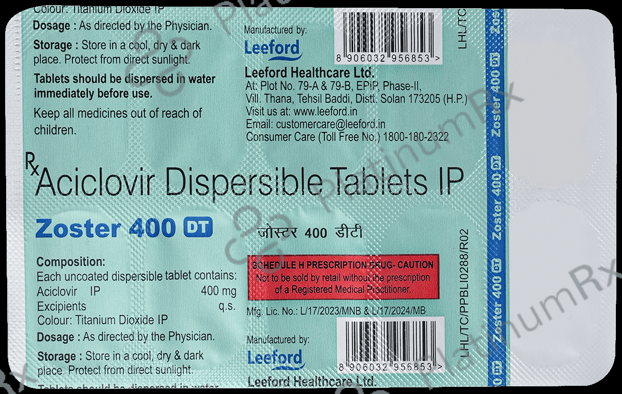 Zoster 400mg Tablet DT 10s