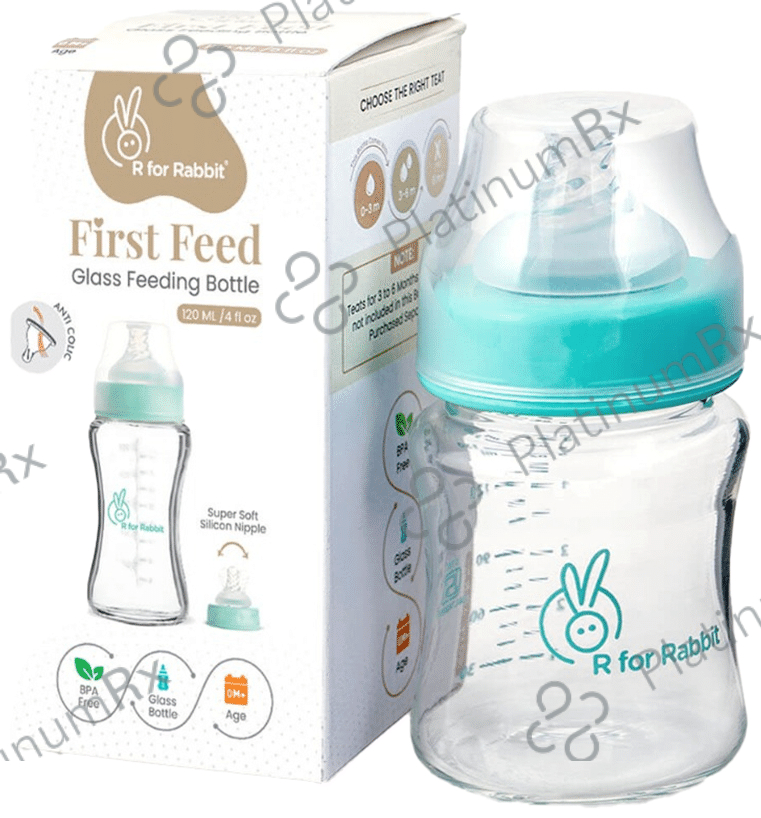R for Rabbit Fist Feed Glass Feeding Bottle Sea Green 120 ml