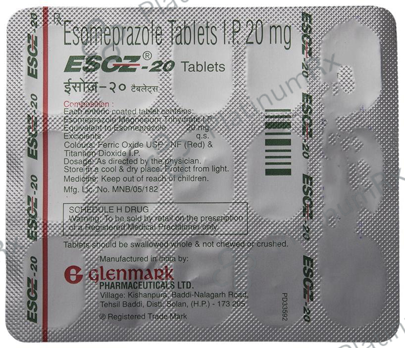 Esoz 20mg Tablet 15s