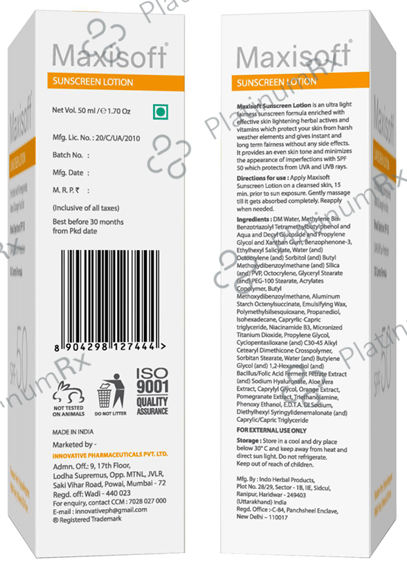 Maxisoft Sunscreen Lotion (50ml Each) SPF 50 1 Tube