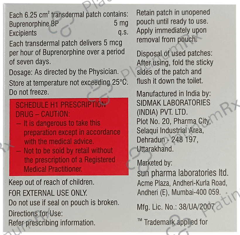 Zuprinor 5 Transdermal Patch 1s