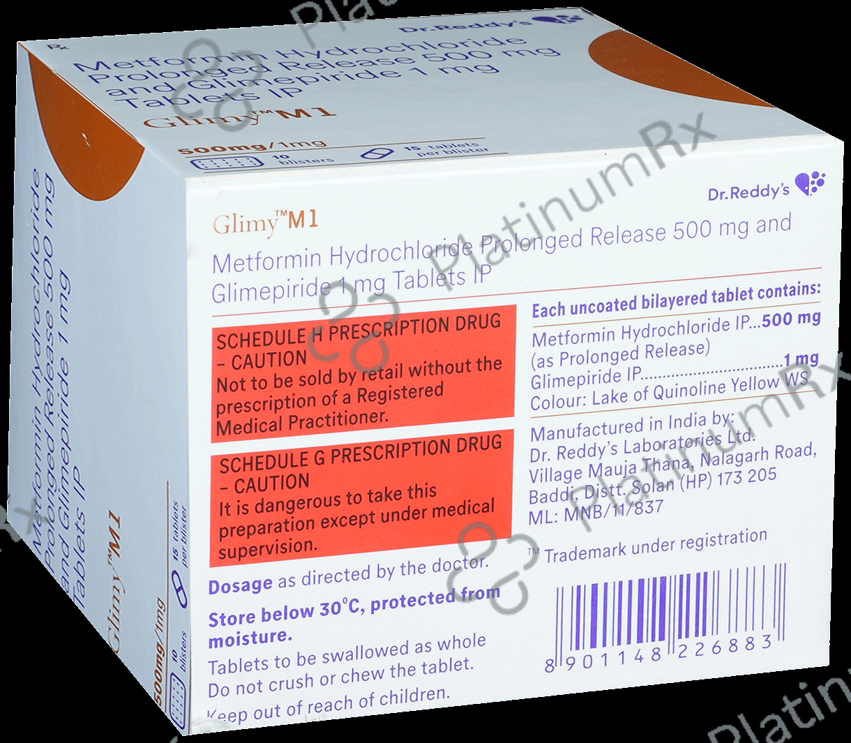 Glimy M 1 1/500mg Tablet PR 15s