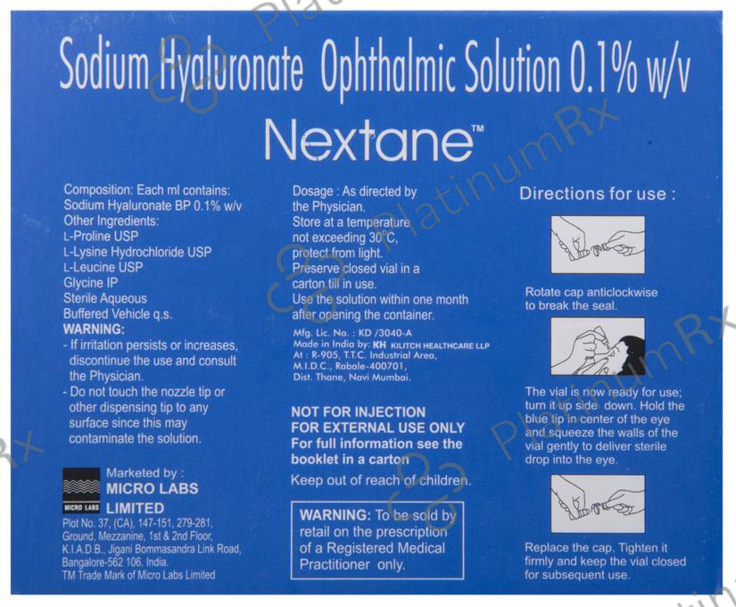 Nextane 0.1% Ophthalmic Solution 10ml