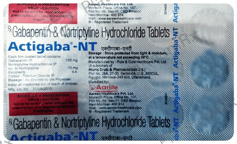Actigaba NT 100mg/10mg Tablet 15 tablets