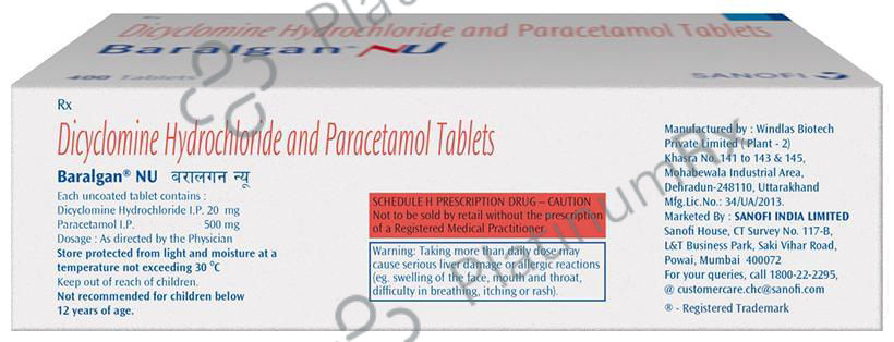 Baralgan NU 20/500mg Tablet 10s