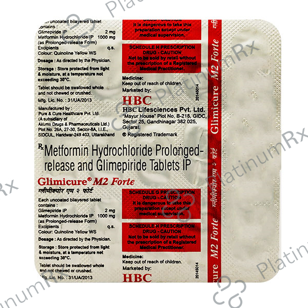 Glimicure M 2 Forte 2/1000mg Tablet 15s