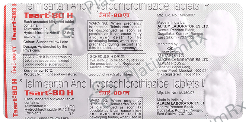 Tsart 80H 80/12.5mg Tablet 10s