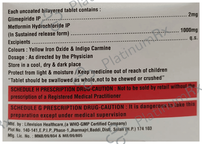 Geoglim G 2mg/1000mg Tablet